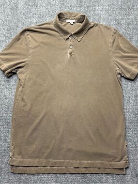 James Perse Polo Shirt Mens 1 S Brown Sueded Jersey 100% Supima Cotton USA Made